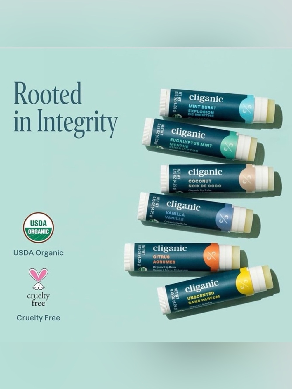 Organic Lip Balm Set 6 Flavors 100% Natural Hydrating,Moisturizing for Dry lips.